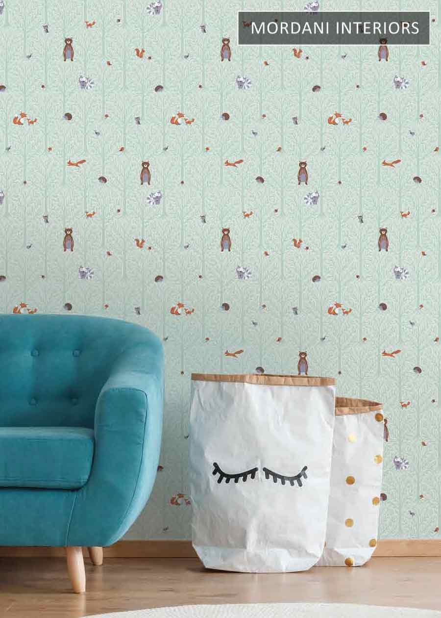 PASTEL GREEN SPRING IS THE AIR LITTLE LOVE KIDS WALLPAPER DESIGN